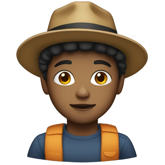 A mixed boy with a hat emoji