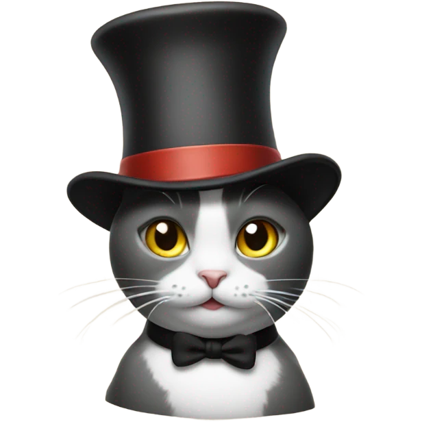 Cat with top hat cooking emoji