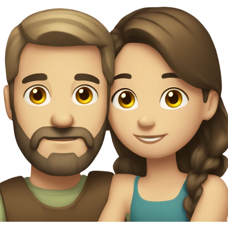 caucasian beard man hugging brunette girl emoji