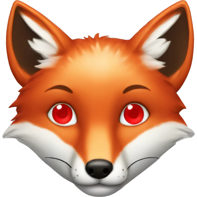 deep lush red fox face with tiny red heart instead of eyes emoji
