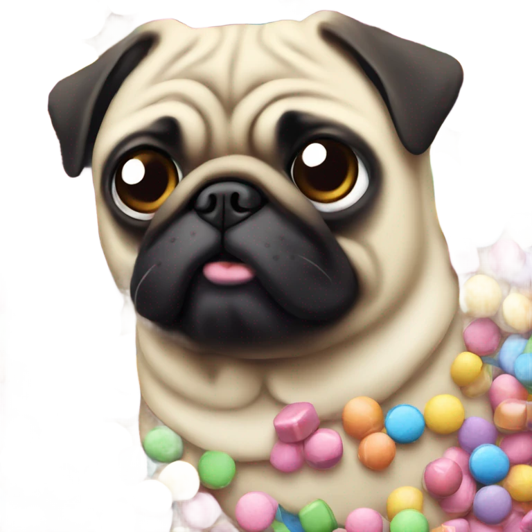 Pug with candy pills  emoji