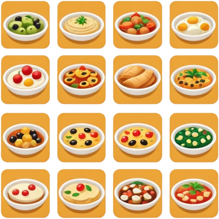 a lot of photo with food like catalog cards from delivery app emoji