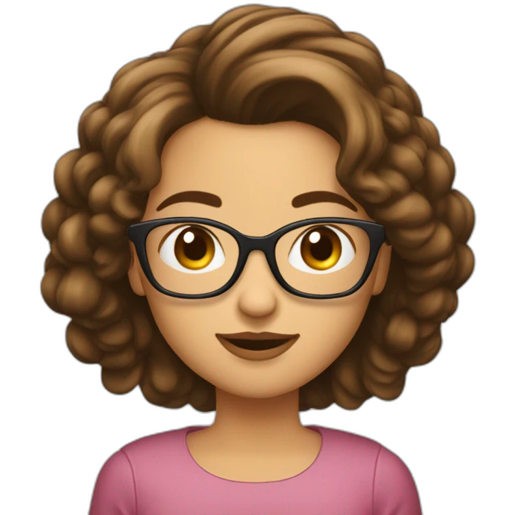 Fille a lunettes cheveux lisses bruns au carré emoji