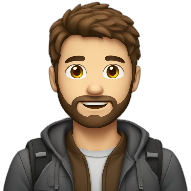 Boy with brown hair and beard and laptop emoji