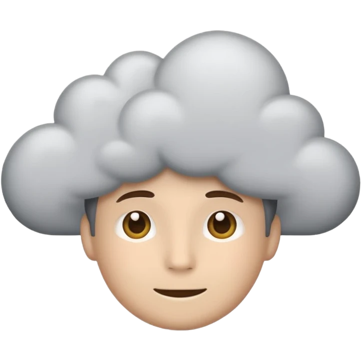 weather emoji of a gray cloud with a slight smile, expressing professional, calm, and thoughtful feeling in a consulting office, classic emoji style, no text emoji