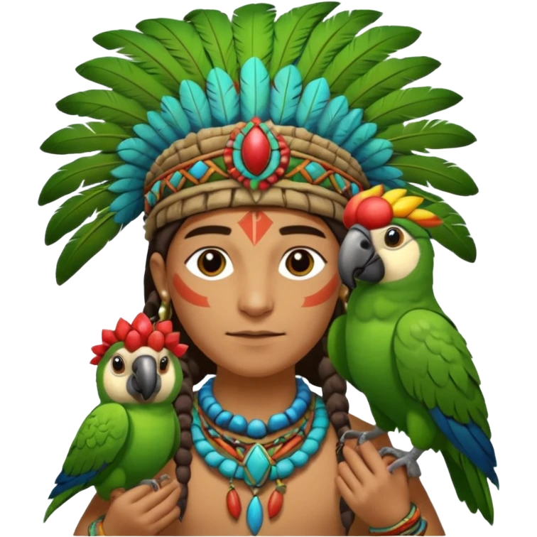 shaman hold a pet parrot emoji