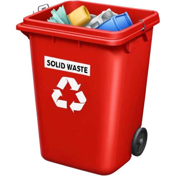 RED BIN WITH "SOLID WASTE" WORD IN IT emoji