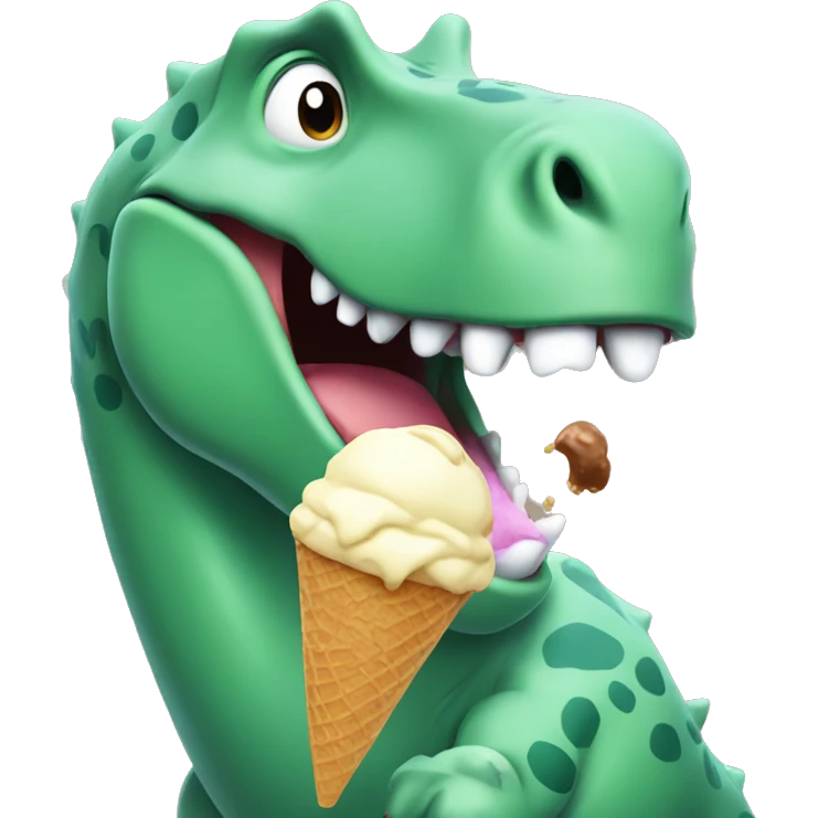 dinosaur eating ice cream emoji