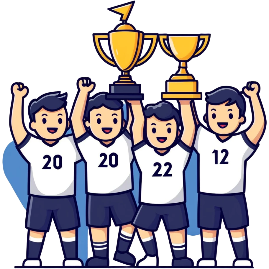 team celebrating with trophy emoji