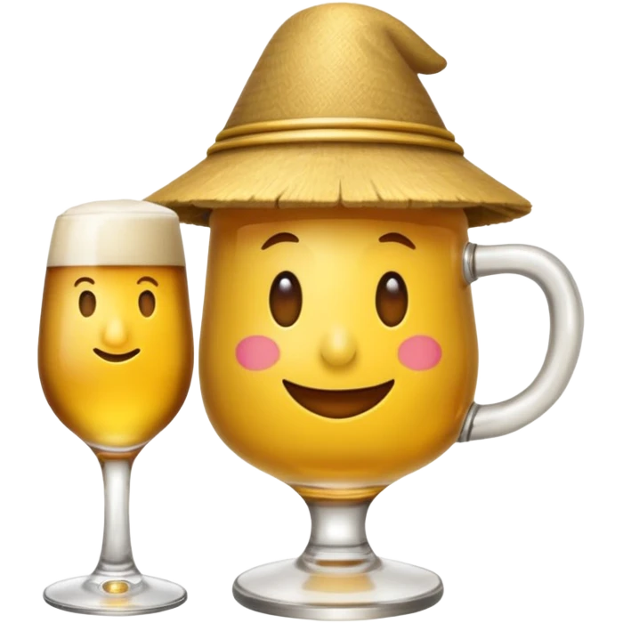 Ein lachendes Emoji mit Bierglas und Gamsbart Hut emoji