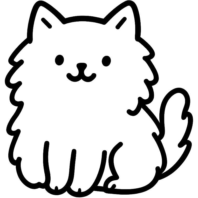 cute fluffy cat hand drawn outlined icon emoji