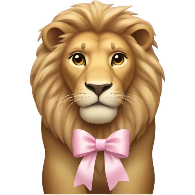 Lion with a little light pink bow emoji