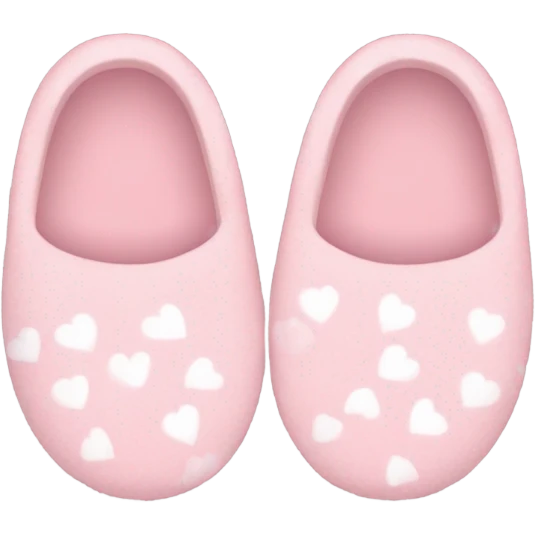 Light pink slippers with small white hearts emoji