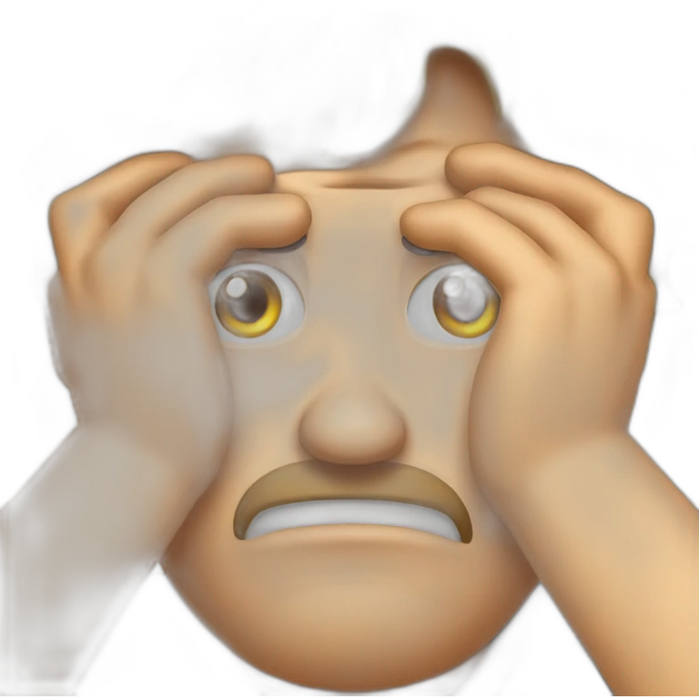 A man that is very angry and want to cry. His hands are between his hairs and want to pull his hairs emoji