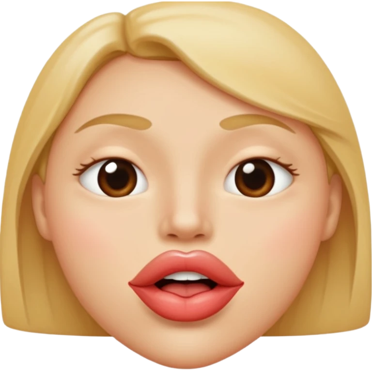 

I'd like an emoji with slightly squinty eyes, a mouth giving a tight kiss with little creases around the lips emoji