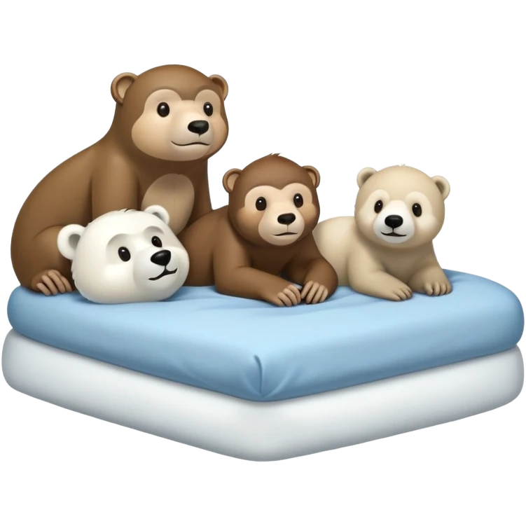 A monkey an otter and a polar bear in a bed emoji