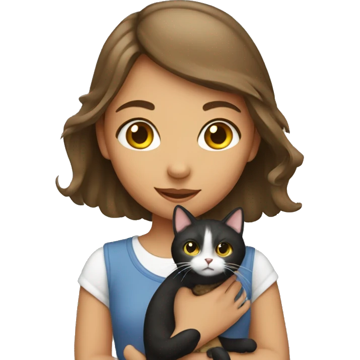 Girl holding cat emoji