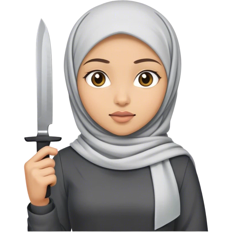 Light skin hijab girl holding a knife emoji
