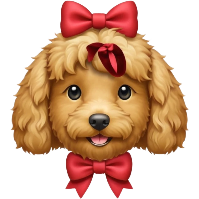 labradoodle with a bow in her hair smile emoji
