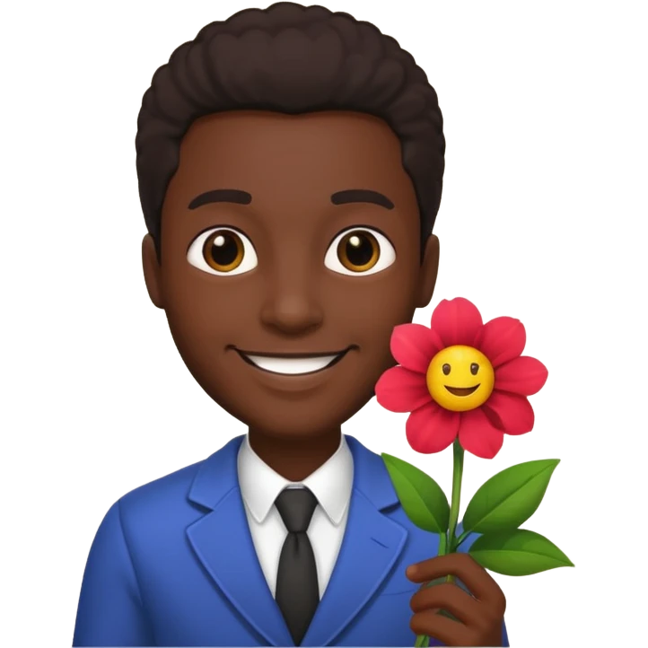 black man holding flower emoji