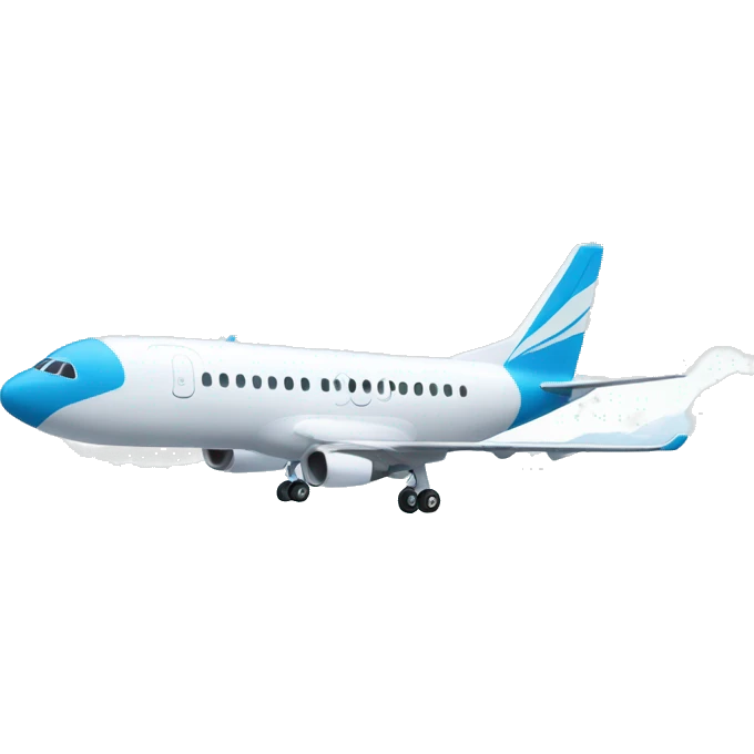 Avion de color blanco vista al norte con un fondo color azul emoji