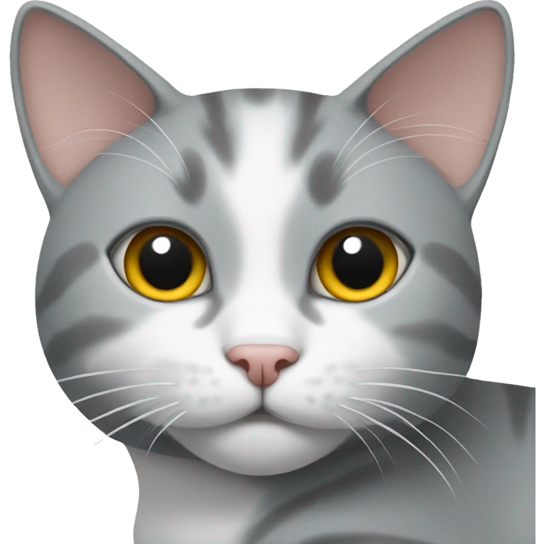 Gray and white cat laying down  emoji