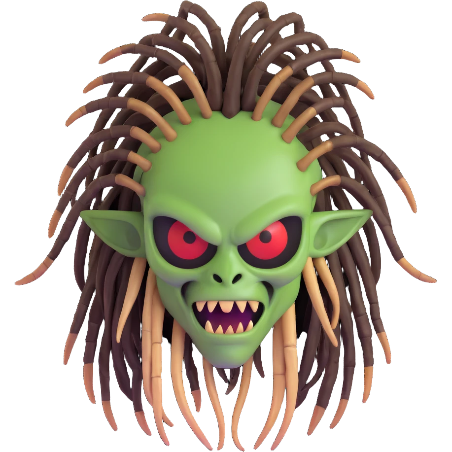 Predator alien with mandibles and dreadlocks emoji