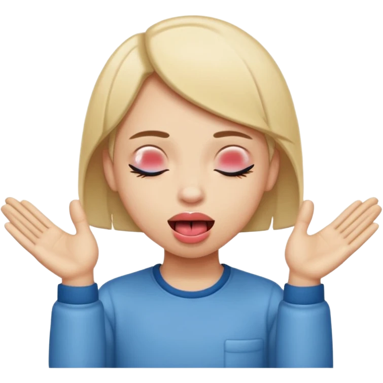 tongue out with closed eyes and hands to the side emoji
