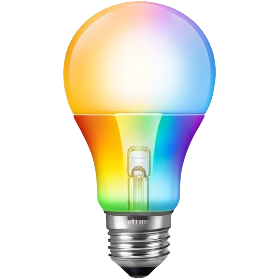 A Philips Hue smart light bulb with color spectrum visible inside the bulb emoji