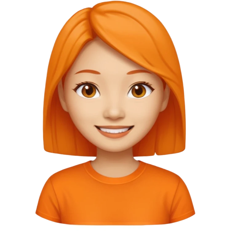 Asian woman with orange shirt emoji