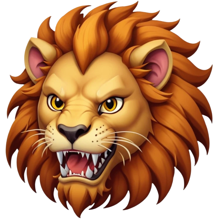 Manticore face, mythical creature with human-like face, lion features, sharp teeth, and fierce expression emoji