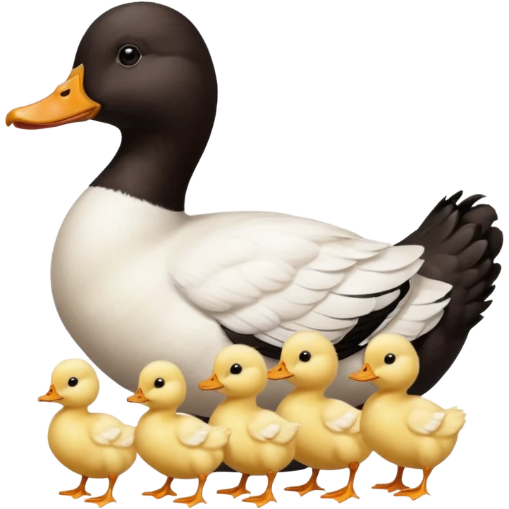 19 white pekin ducks and 1 black pekin duck with 14 small baby chickens emoji