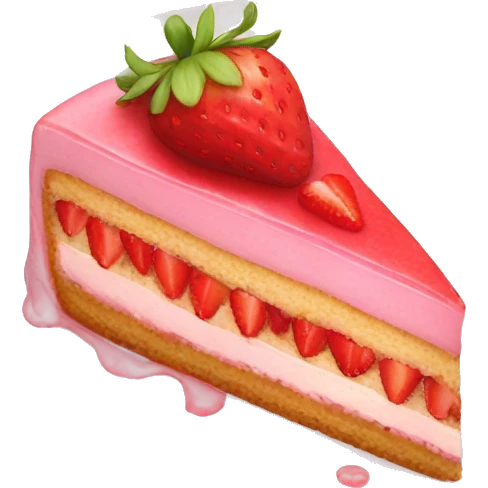 slice of strawberry cake with no dish emoji