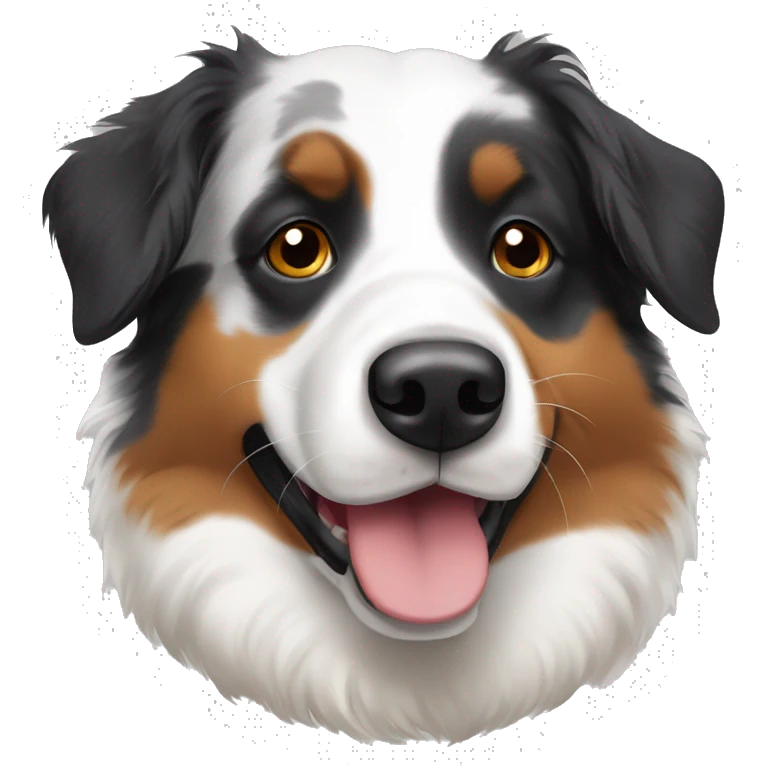 Tri colored Australian shepherd with black eyes emoji