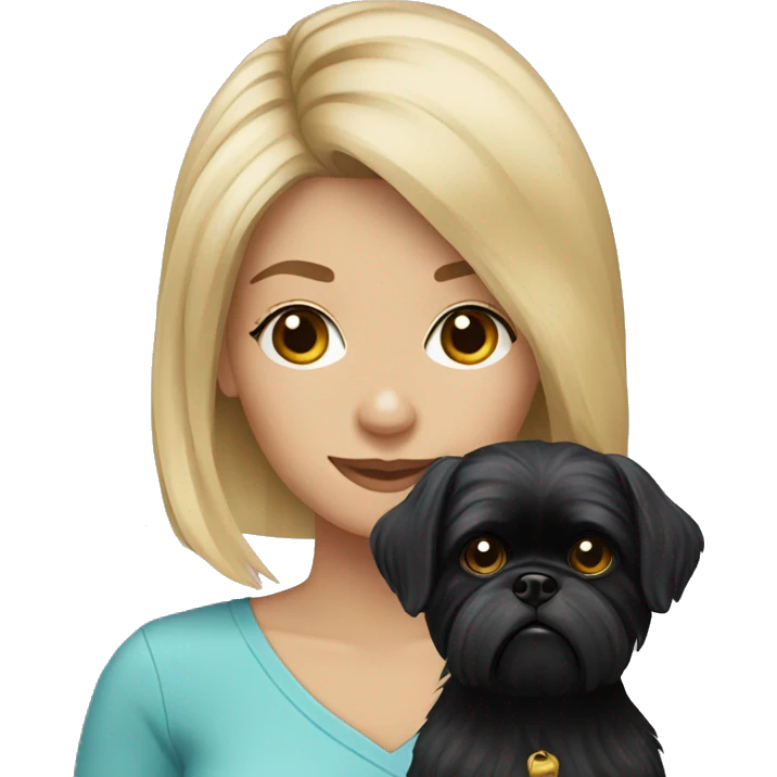 Blonde woman and black shih tzu dog  emoji