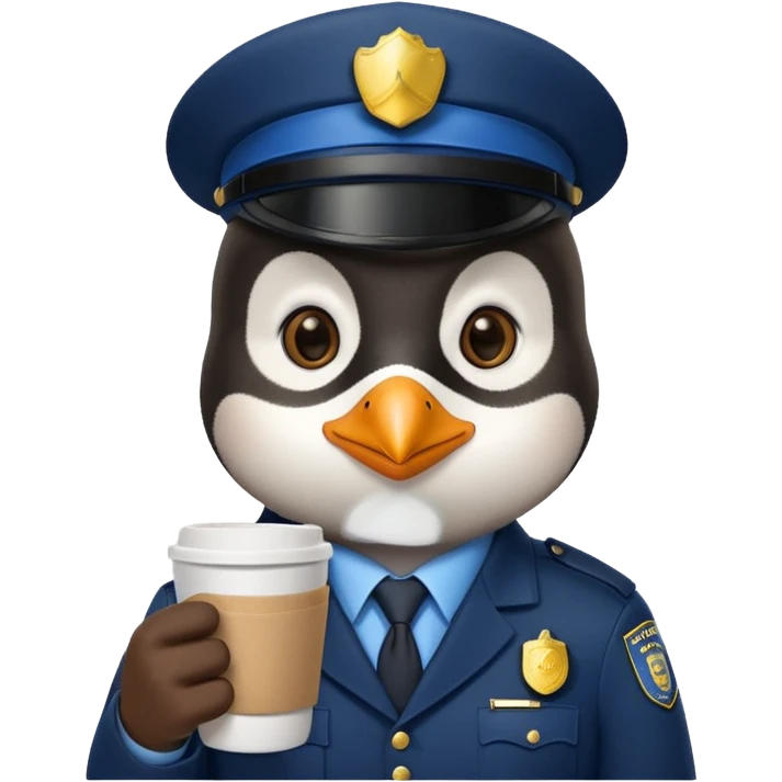 police penguin holding coffe emoji