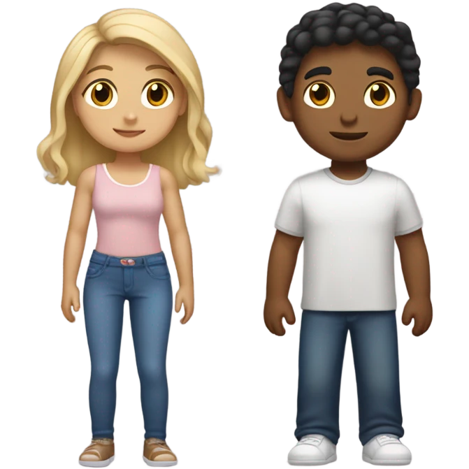 Puerto rican beard short brown hair boy and blond long hair girl couple emoji