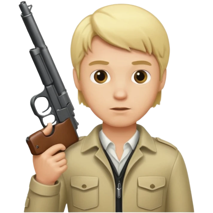 blonde man holding a gun emoji