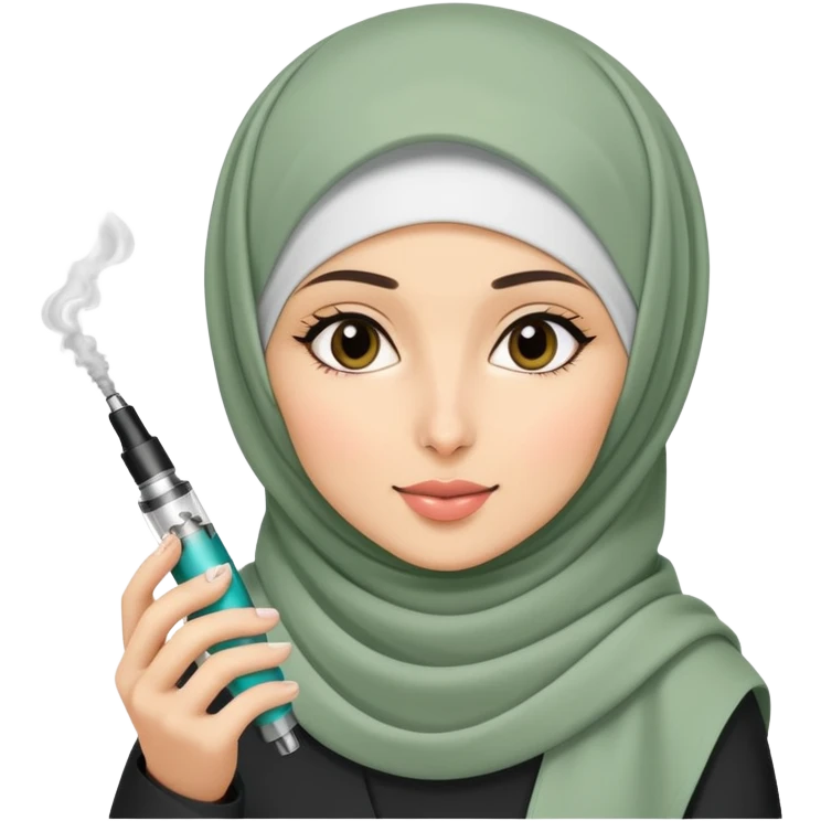 Hijabi girl holding a vape emoji
