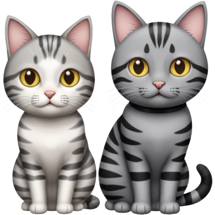 Gato gris atigrado y gato blanco con negro  emoji