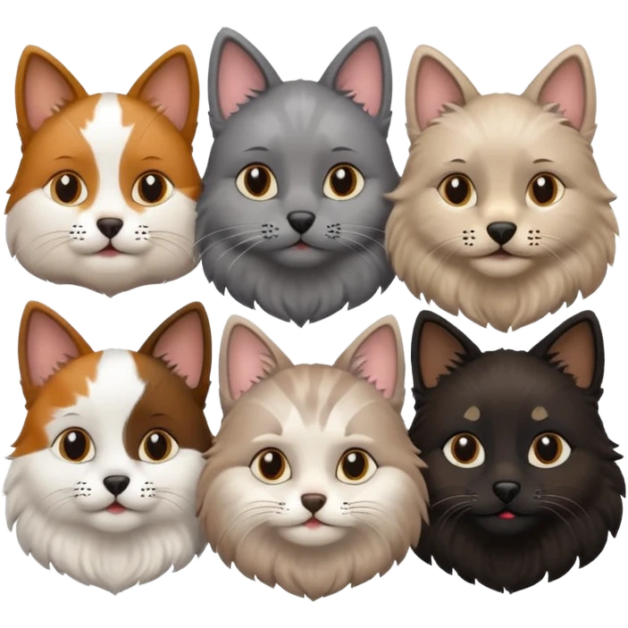 cat and four dogs behind her emoji