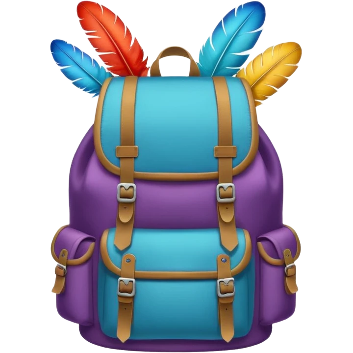 hiking backpack with feathers emoji
