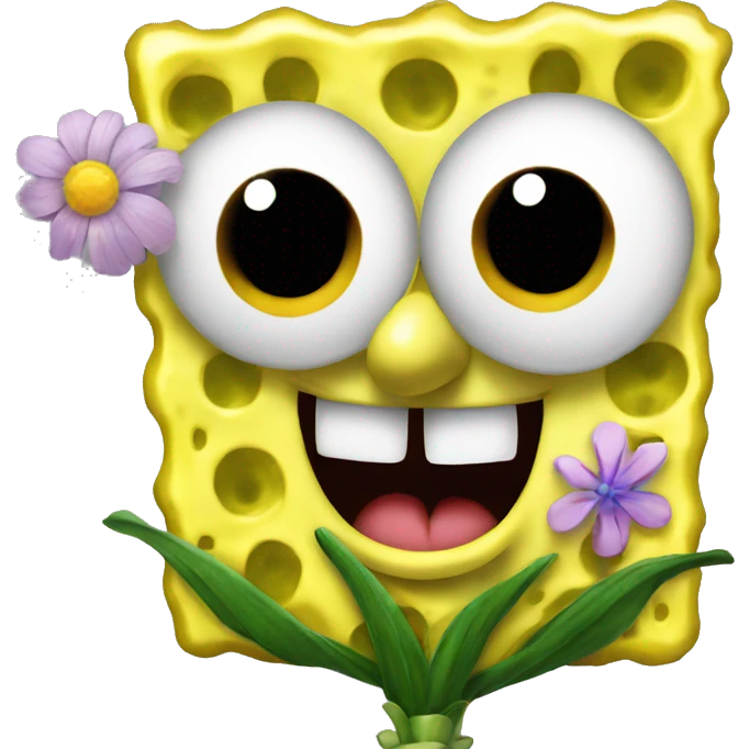 spongebob with flower emoji