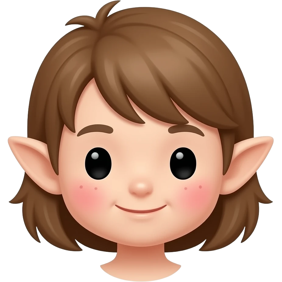 흰색 얼굴의 붉은색 홍조를 하고 있는 엘프 귀를 하고있는 귀여운 만화 이모티콘 emoji