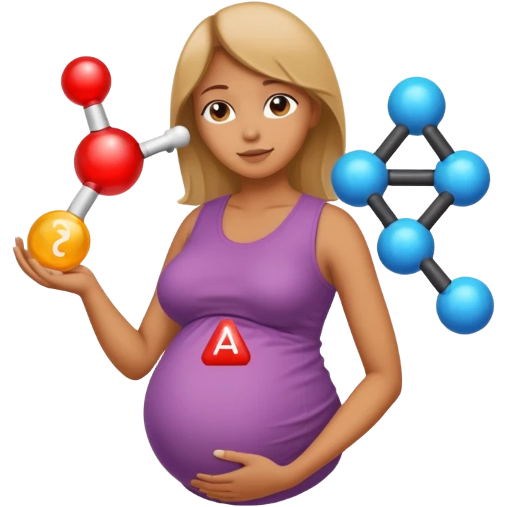 chemical molecule symbol next to a pregnant  emoji