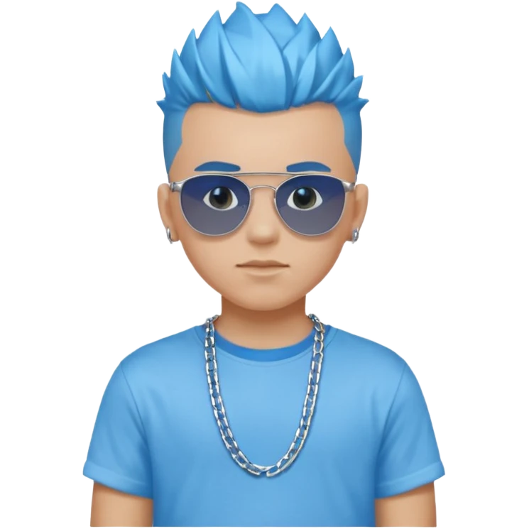 Blue Mohawk. Blue Eye. RoundSunglass. Teenage Boy. Light Blue Tshirt. Sleeve emoji