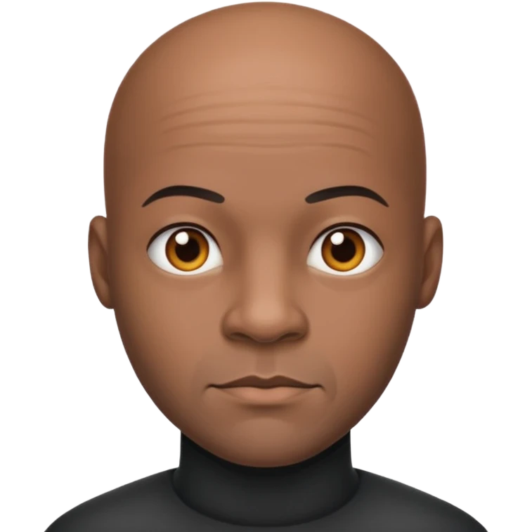 black bald man with strong and calm emoji