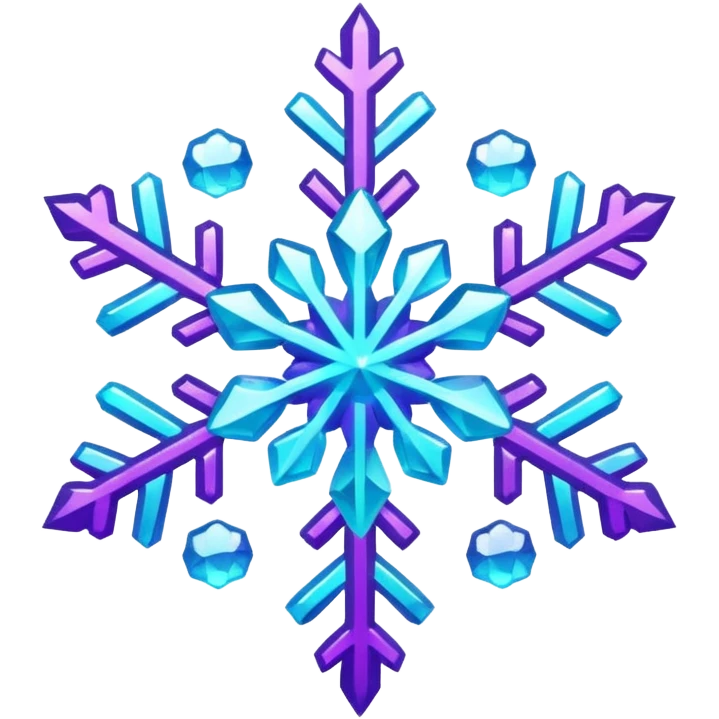 cyan and purple snowflake glitter emoji