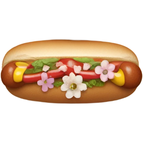 Face with flower eyes, diamond nose and hot dog lips emoji