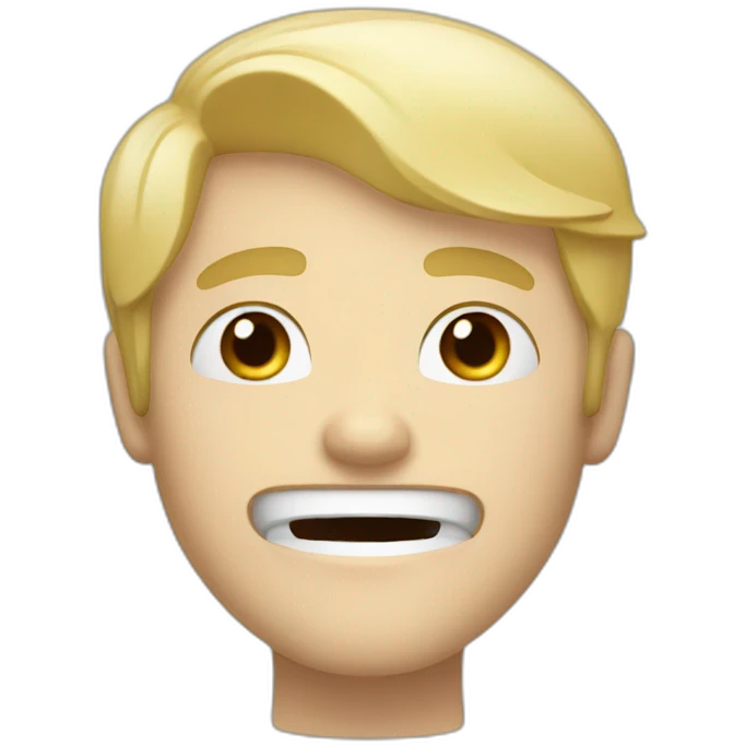 A man with white skin and blond hair, winking, crying and smiling emoji